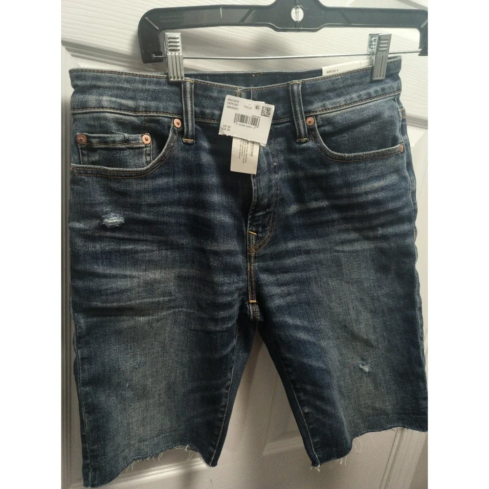 American Eagle Airflex Jean Shorts Mens 30 Blue Denim Distressed 9